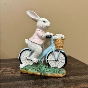 Bunny Figurine on Blue Bicycle